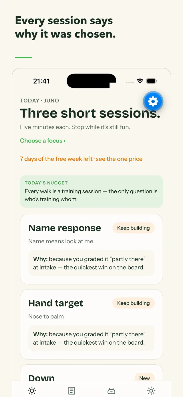 The plan: every session says why it was chosen