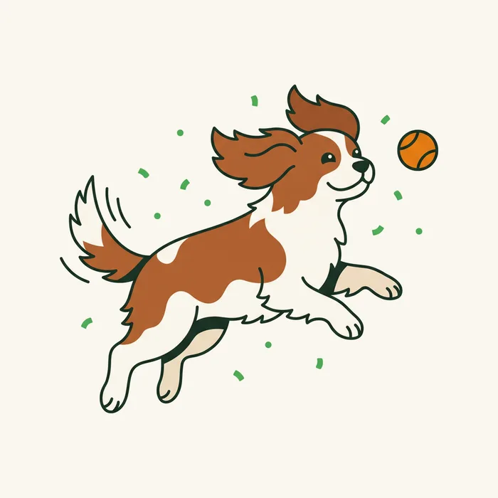Celebrating dog catching a ball